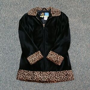 Mudd Women’s Size Small S Black Leopard Animal Print Jacket Vacation Business